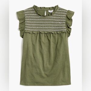 J Crew Ruffle-sleeve smocked top BQ130